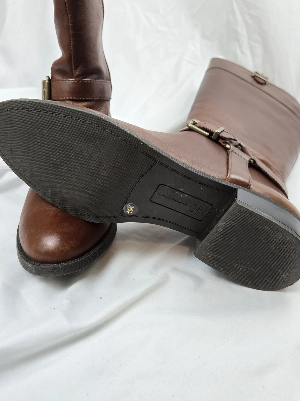 New INC International Concepts Fedee Genuine Leather Knee High Riding Boots 10M